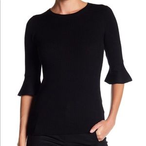 Premise ruffle sleeve bell sleeve black knit top S
